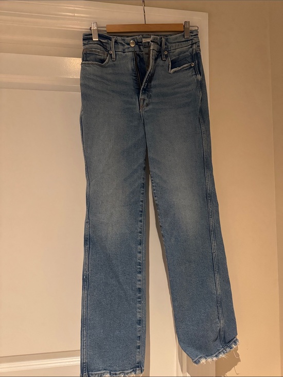 Good American Denim - Good American Straight Leg Jeans in Light Blue Denim